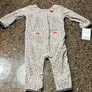 Carter's Leopard Girls Baby 12 months Pockets NWT NEW One piece pajamas
